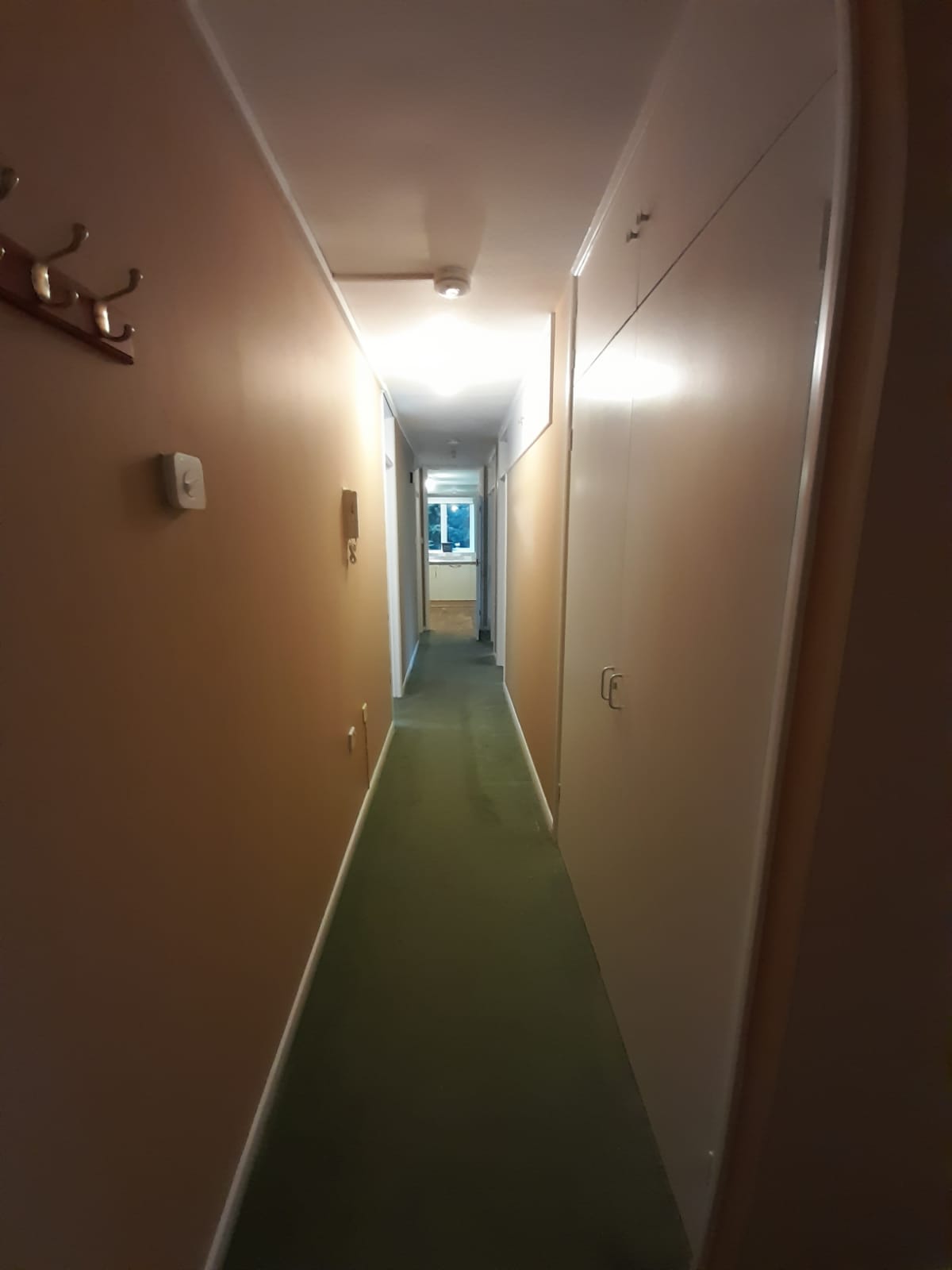 Hallway painted in warm neutral tones